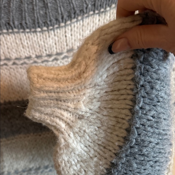 Cozy Striped Knit Sweater - Gray & Cream - Picture 3 of 5